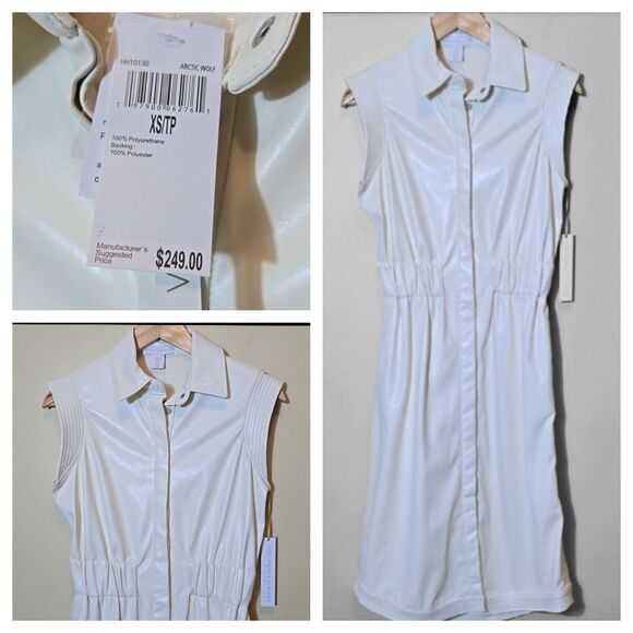 House of Harlow 1960 Vegan Faux Leather Dress XS Minimalist Vanilla Buttery Soft - Picture 1 of 16